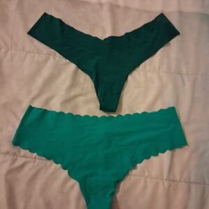 Victoria's Secret Teal and Green Panty Set LARGE